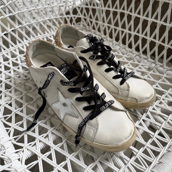 Women's white leather Super-Star with glittery heel tab Size 40 - Picture 6 of 12